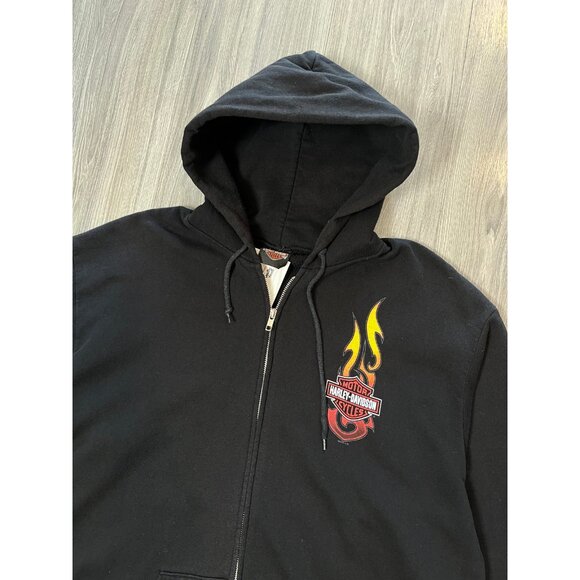 Vintage Harley Davidson Quebec Flames Zip Hoodie L - Picture 5 of 6